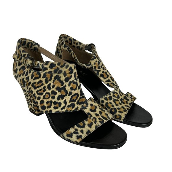 Anyi Lu Sandals 37.5 Nubuck Suede Leopard Open Toe Block Heels Shoes Electra 7 - Picture 14 of 14